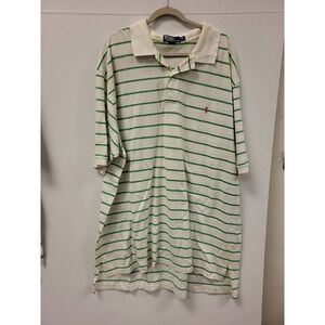 Polo Ralph Lauren 3XLT Tall Polo Shirt Green Stripe Pink Logo Menswear Classic